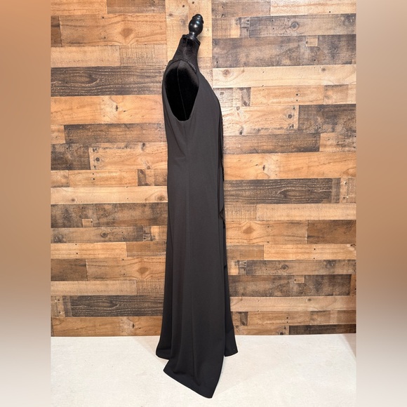 NEW NWT SLNY Women's Black Cocktail Dress Ruffled Floor Length Size 14 - Picture 3 of 5